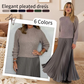 Women's Solid Color Long Sleeve Jumper & Pleated Bottom Dress