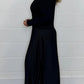 Women's Solid Color Long Sleeve Jumper & Pleated Bottom Dress