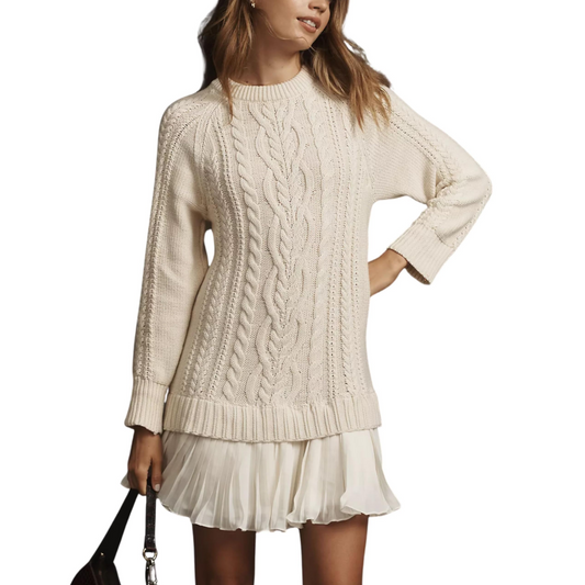 💗LAST DAY -56% OFF💗Women's Cable-Knit Mini Sweater Dress